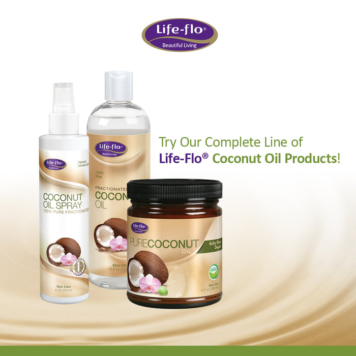 Life-Flo Pure Coconut Oil, Organic, Extra Virgin | All-Purpose Moisturizer For Dry Skin, Hair & Scalp | Cleanser, Bath/Body Oil & Shaving Lotion | 9oz