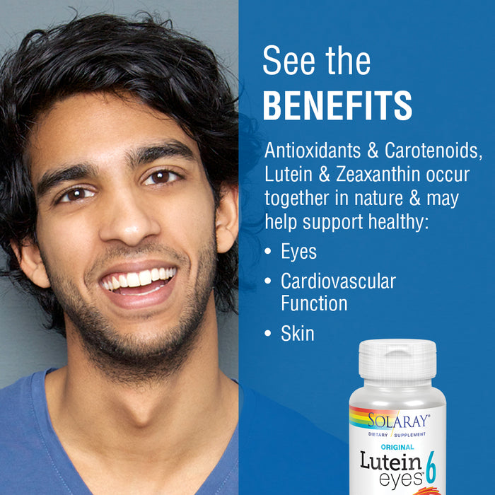 Solaray Original Lutein Eyes, 6 mg | Eye & Macular Health Support Supplement w/ Naturally Occurring Lutein and Zeaxanthin | Non-GMO | Vegan (60 CT)