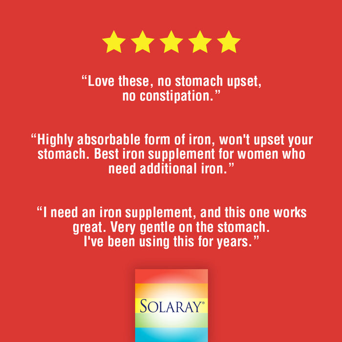 Solaray Iron Citrate - Chelated Iron Supplement for Women and Men - Healthy Circulation, Cardiovascular Function, and Menstrual Support - Vegan, 60-Day Guarantee - 60 Servings, 60 VegCaps