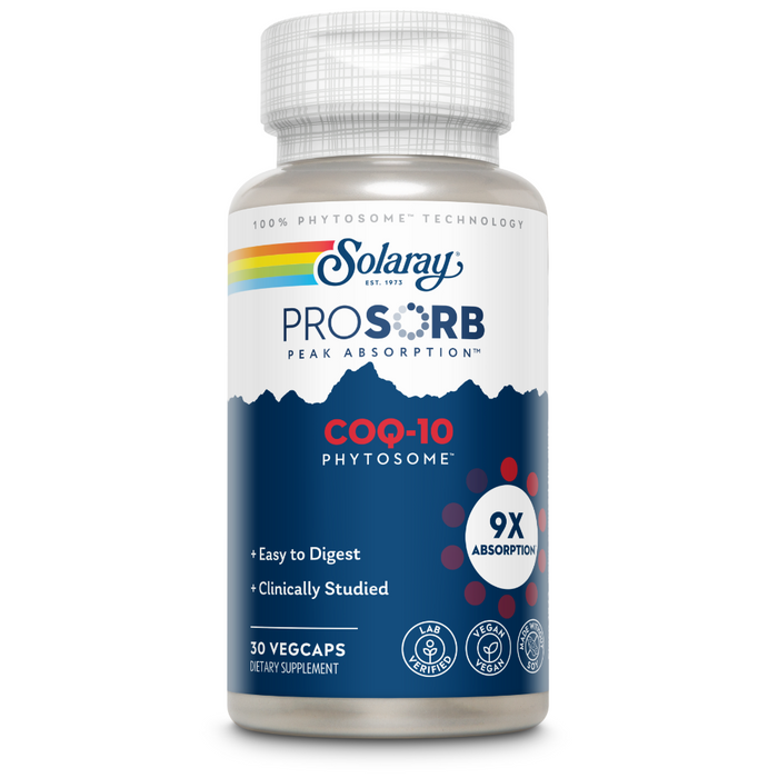 Solaray CoQ-10 Phytosome - 9X Absorption CoQ10 200mg - Easy-to-Digest Antioxidants Supplement - Vegan and Made Without Soy - 60-Day Guarantee - 30 Servings, 30 VegCaps