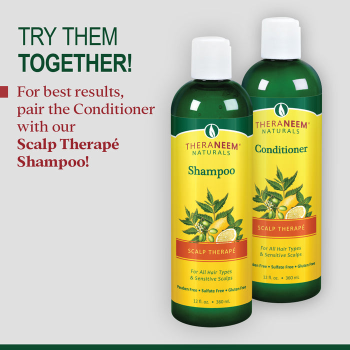 TheraNeem Scalp Therap Conditioner | Protects, Nourishes and Calms Sensitive Scalp with Organic Neem, Peppermint | 12oz