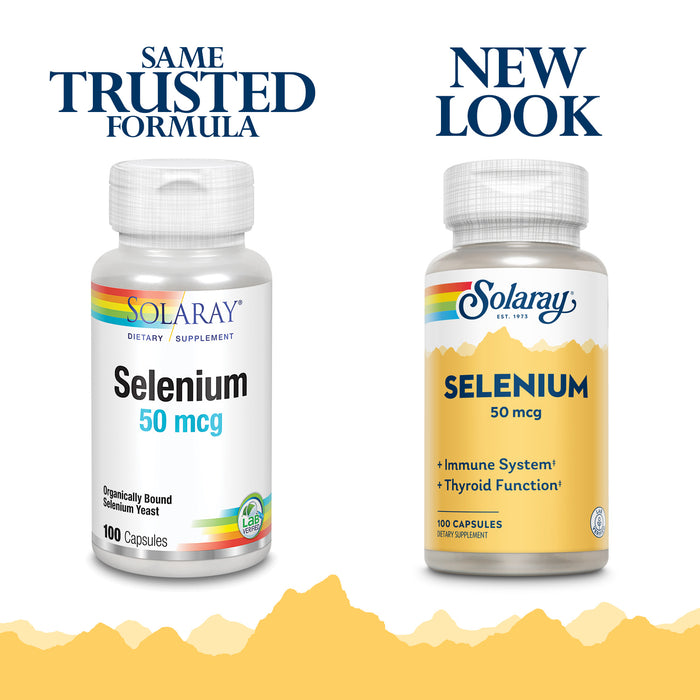 Solaray Selenium 50 mcg, Healthy Immune System, Thyroid Function & Antioxidant Support, 100 Capsules