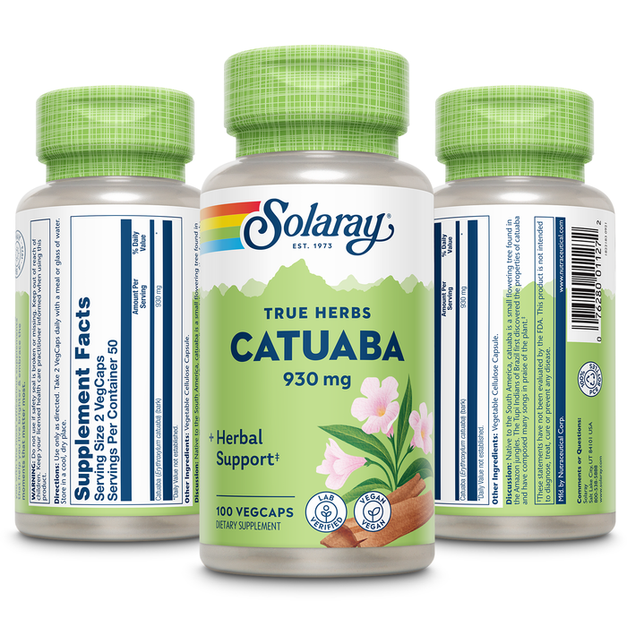 Solaray Catuaba Bark Extract 930 mg | Healthy Libido, Mood & Energy Support | Whole Bark | No Excipients or Fillers | Non-GMO & Vegan | 100 VegCaps