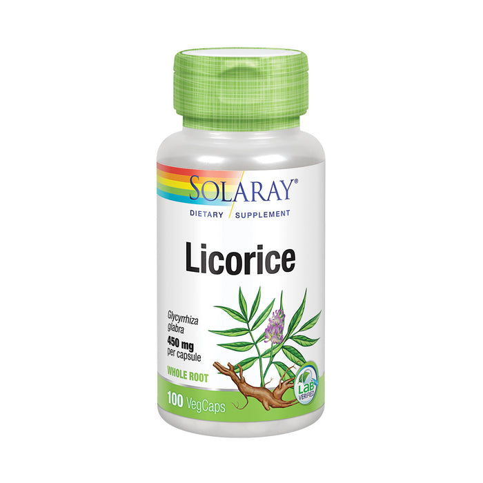 Solaray Licorice Root 450mg | Healthy Digestive System, Liver & Menopausal Support Formula | Non-GMO | Vegan | 100 VegCaps