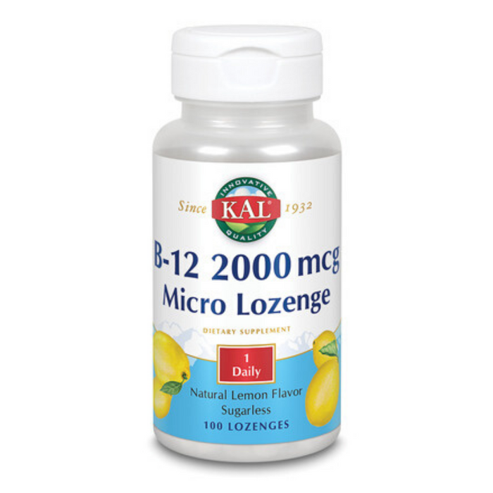 Kal B12, Lozenge, Lemon (Btl-Plastic) 2000mcg | 100ct