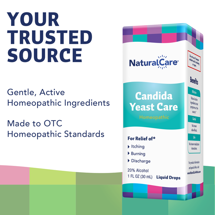 NaturalCare Candida Yeast Care Drops, Homeopathic Treatment Temporarily Relieves Symptoms Associated with Yeast Infection & Candida Overgrowth, Including Itching, Burning & Discharge,* 1 fl oz