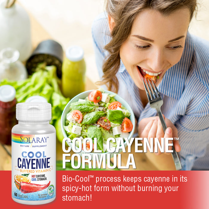 Solaray Cool Cayenne Pepper 40,000 HU with Buffered Vitamin C for Healthy Immune System Function Support | 60 VegCaps, 30 Serv