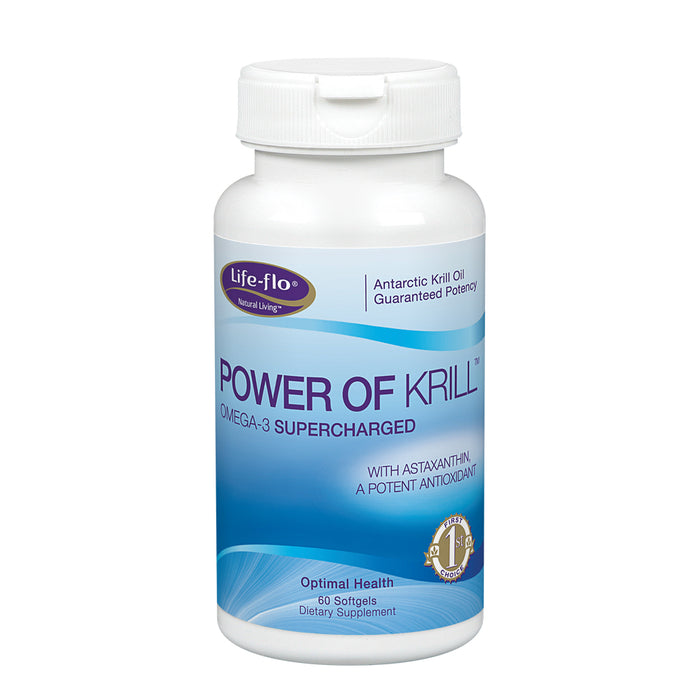 Life-flo Power of Krill | Antarctic Krill Oil w/ Omega-3s & Astaxanthin | Immune, Heart & Joint Formula | 60ct, 30 Serv.