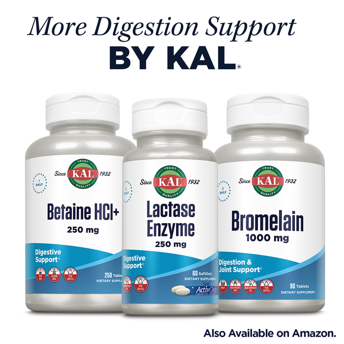 KAL Pancreatin 350mg, Digestive Enzymes for Women and Men, Pancreatic Enzymes for Digestive Health Support, Gluten Free, Non-GMO, Rapid Disintegration, 60-Day Guarantee, 250 Servings, 250 Tablets