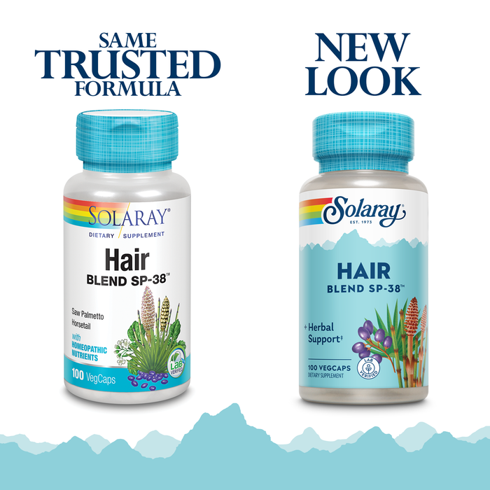 Solaray Hair Blend SP-38 | Herbal Blend w/ Cell Salt Nutrients to Help Support Healthy Hair | 50 Servings | 100 VegCaps