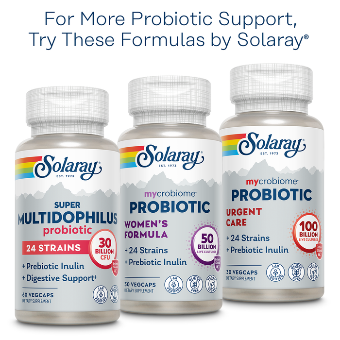 SOLARAY Multidophilus 12 Strain Probiotic 20 Billion CFU, Probiotics for Digestive Health and Gut Health Support, Prebiotic Inulin, No Dairy, 50 Serv, 100 VegCaps