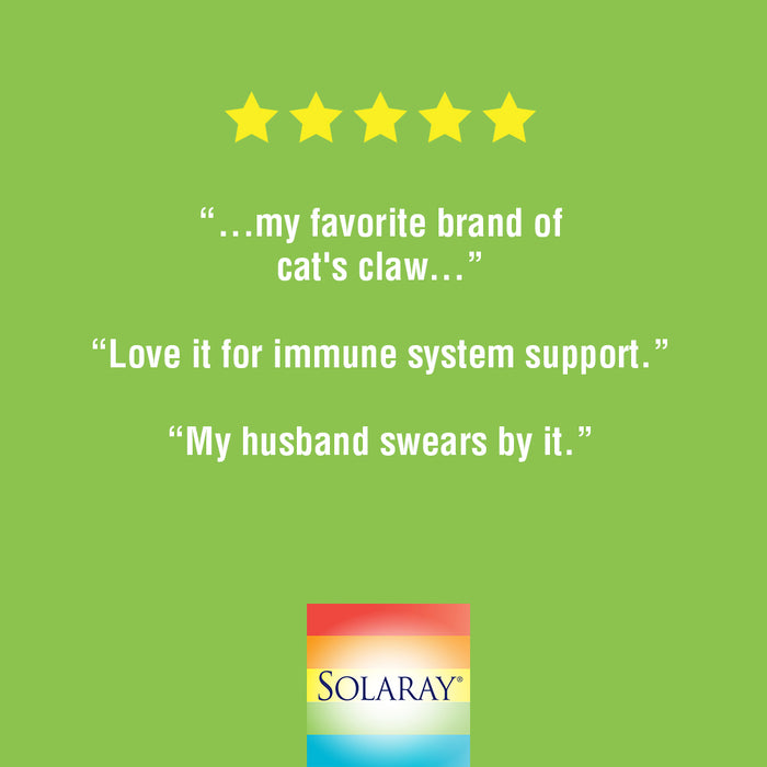 Solaray Cat's Claw Bark 500mg | Healthy Immune & Digestive System Function Support | May Help Protect Brain Function | Joint Health Support | 100ct