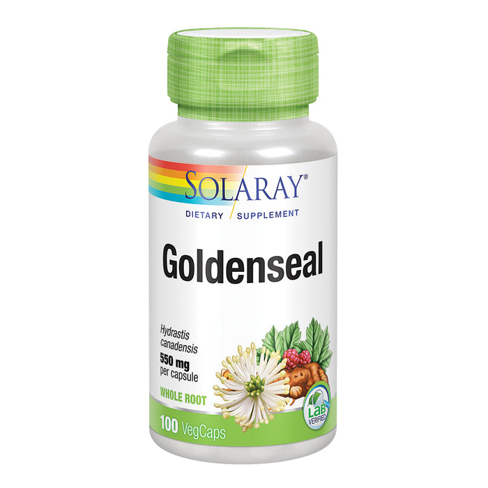 Solaray Goldenseal Root 550mg | Healthy Digestion, Immune Function & Respiratory Support | Whole Root | Non-GMO, Vegan & Lab Verified | 100 VegCaps