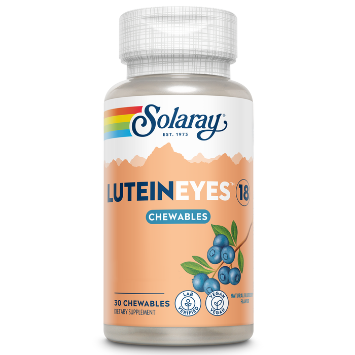 Solaray Chewable Lutein Eyes 18 | Eye & Macular Health Support Supplement w/ Naturally Occurring Lutein and Zeaxanthin | Non-GMO | 30 Chewables