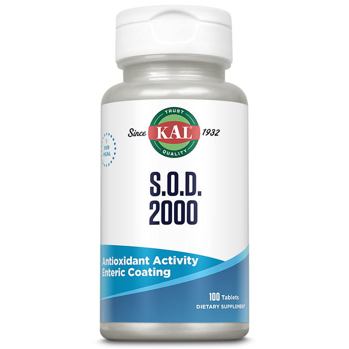 KAL S.O.D. 2000 Antioxidant Supplement - Beef Liver Source - Enteric Coated for Maximum Assimilation - Lab Verified - GMP Facility - 60 Day Guarantee - 100 Servings, 100 Tablets