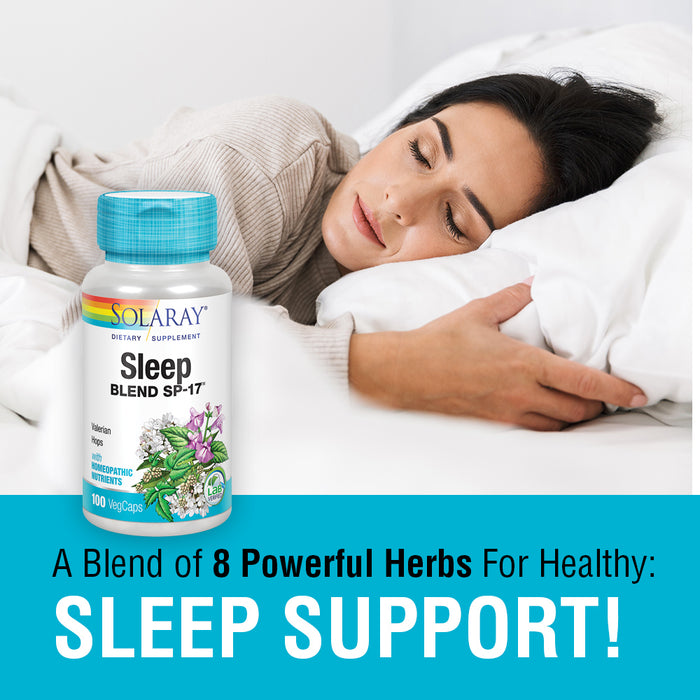 Solaray Sleep Blend SP-17 | Herbal Blend w/ Cell Salt Nutrients to Help Support Healthy Sleep & Relaxation | Non-GMO, Vegan | 100 VegCaps