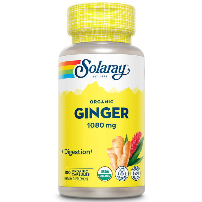 Solaray Organically Grown Ginger Root 540mg Healthy Cardiovascular, Digestive, Joint & Menstrual Cycle Support Vegan & Non-GMO 100 VegCaps