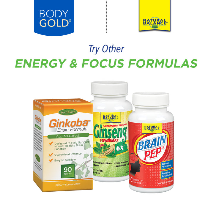 Natural Balance Super Pep & Body Gold Ginsana Energy Bundle | Vitality, Stamina & Focus Formulas | 60ct Pep/30ct Ginsana