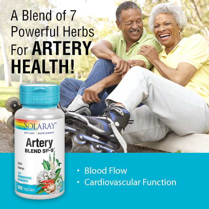 Solaray Artery Blend SP-9 | Herbal Blend w/ Cell Salt Nutrients to Help Support Healthy Arteries | Non-GMO, Vegan | 50 Servings | 100 VegCaps