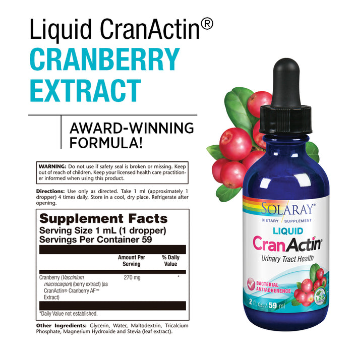 Solaray Liquid CranActin Cranberry Extract | Healthy Urinary Tract Support | 59 Servings | 2 oz