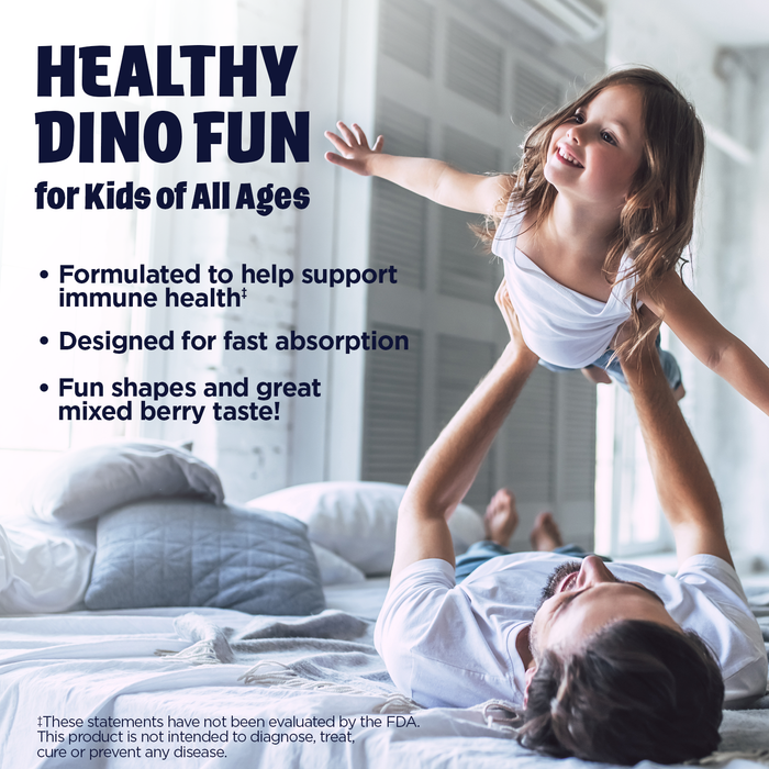 KAL Kids Elderberry Zinc Dinosaurs - Kids Immune Support Zinc Supplement w/ Sambucus Elderberry - Fast Dissolving Mixed Berry ActivMelts - Fun, Tasty Dino Shapes, Vegan, 90 Servings, 90 Micro Tablets