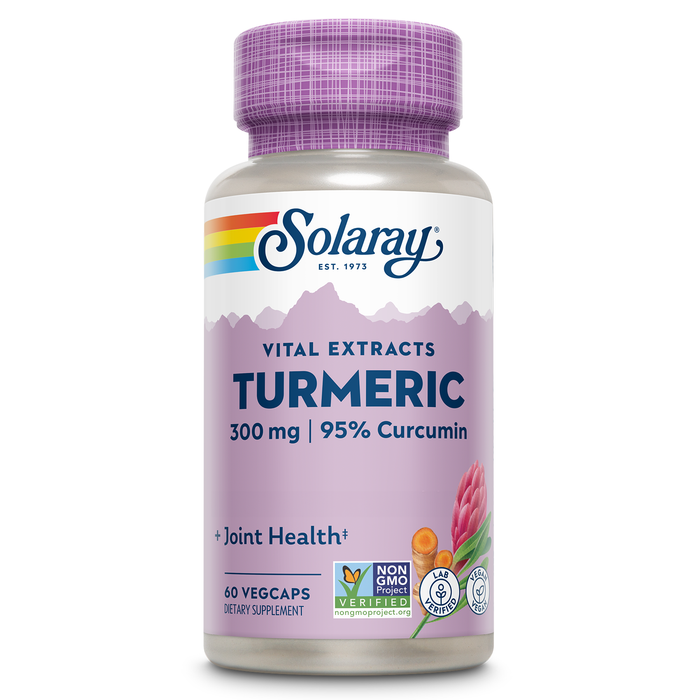 Solaray Turmeric 300 mg - Joint Support Supplement - Turmeric Root Extract with 95% Curcumin - Joint Health and Heart Health Support - Vegan, Lab Verified, 60-Day Guarantee (60 CT)