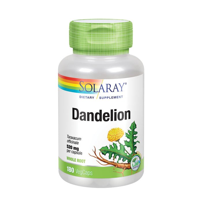 Solaray Dandelion Root 520mg | Healthy Liver, Kidney, Digestion & Water Balance Support | Whole Root | 180 VegCaps