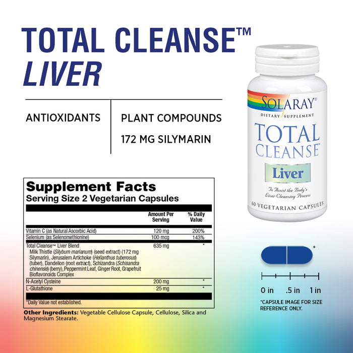 Solaray Total Cleanse Liver | Milk Thistle, Dandelion & More for Healthy Cleansing Support | 30 Servings | 60 VegCaps