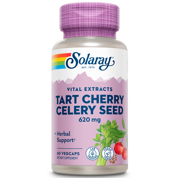 Solaray Tart Cherry & Celery Seed | Healthy Uric Acid Levels, Joint, Muscle Recovery & Sleep Support | 60 VegCaps