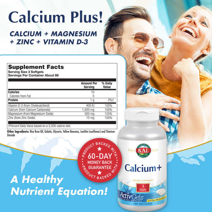 KAL Calcium Plus Tablets, 1000 mg (200 CT)