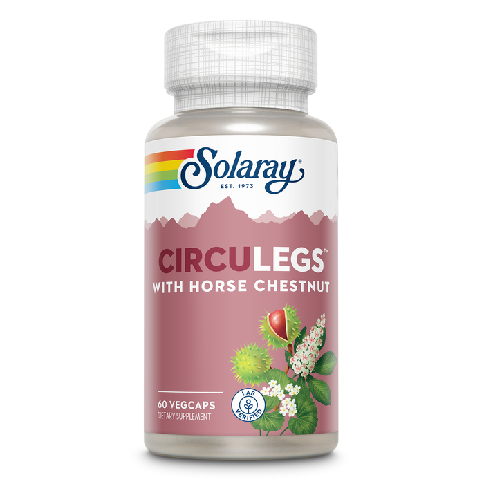 Solaray CircuLegs with Horse Chestnut Extract, Gotu Kola, Butcher's Broom, and More, Circulation and Vein Support for Healthy Legs, 60-Day Guarantee, Lab Verified