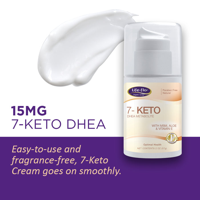 Life-Flo 7-Keto DHEA Metabolite Cream 15mg | MSM, Aloe & Vitamin E | Measured Pump | Unscented | 2oz