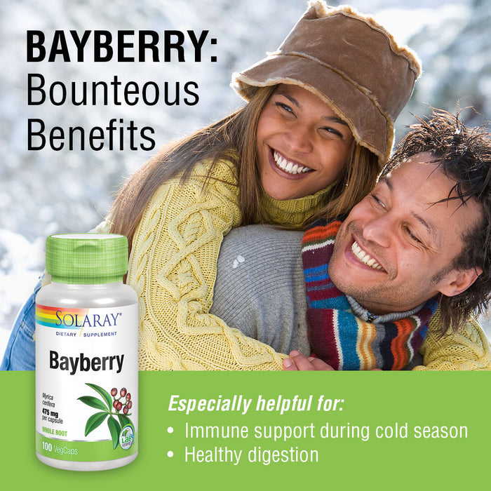 Solaray Bayberry 475 mg | Healthy Immune System and Digestion Support | Whole Root in Organic Rice Extract Blend | Non-GMO & Vegan | 100 VegCaps