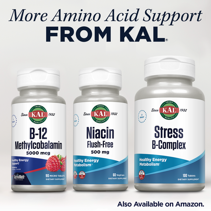 KAL Niacin 500mg Flush Free - Vitamin B3 Supplement - Metabolism and Energy Support - Skin, Nerve, Digestive Health and Circulation Support - Vegan Vitamin, 60-Day Guarantee, 60 Servings, 60 VegCaps