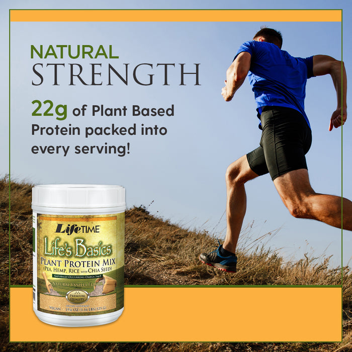 Lifetime Lifes Basics Plant Based Protein Powder | Natural Vanilla, Vegan | Gluten Free, No Artificial Sweeteners,