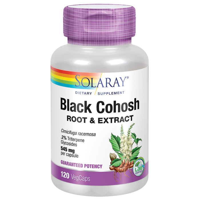 Solaray Black Cohosh Root & Extract 545mg | Womens Health & Menopause Support Supplement | Non-GMO | 120 VegCaps