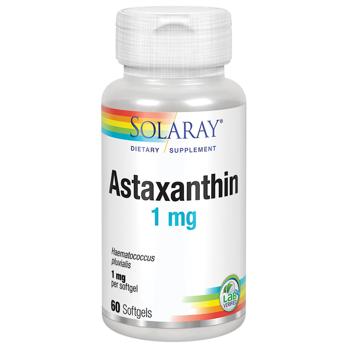 Solaray Astaxanthin 1 mg | Antioxidant | Healthy Eye, Skin, Cardiovascular Function & Joint Support | 60 Softgels