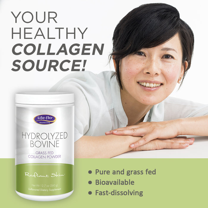 Life-Flo Hydrolyzed Bovine Collagen, Grass Fed | Supports Vibrant Skin & Hair, Bone & Joint Health | 12.7oz, 60 Serv.