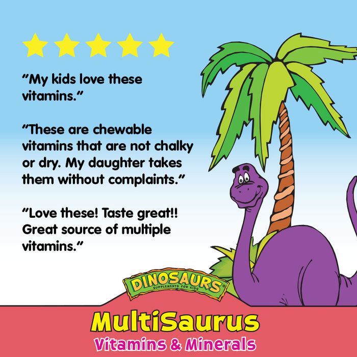 KAL Kids MultiSaurus Vitamins & Minerals | Raspberry Lemonade Flavor | Childrens Daily Multivitamin | 60 Chewables