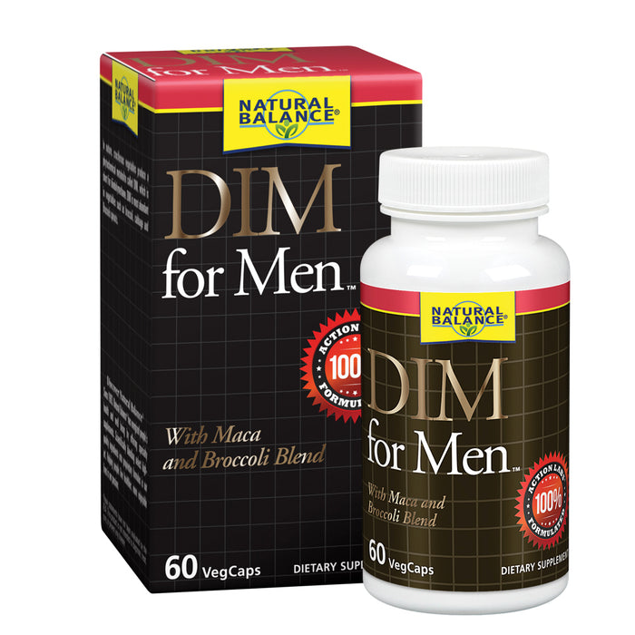 Natural Balance DIM for Men | Hormone Balance Supplement for Energy, Vitality & Mood Support | With Maca & Broccoli Extract | 60 VegCaps