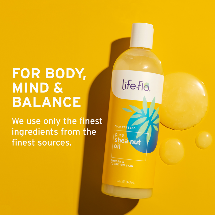 Life-flo Pure Shea Nut Oil, Cold Pressed, Hair Care, Skin Care, Multi-Purpose Body Oil Nourishes Dry Hair and Skin, Stays Liquid at Room Temperature, 60 Day Guarantee, Not Tested on Animals, 16oz