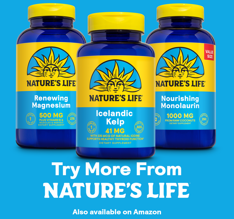 Nature's Life Icelandic Kelp 41 mg - Sea Kelp Iodine Supplement from Icelandic Seawater - Thyroid Support for Women and Men with 225mcg Natural Iodine - 60-Day Guarantee, 500 Servings, 500 Tablets