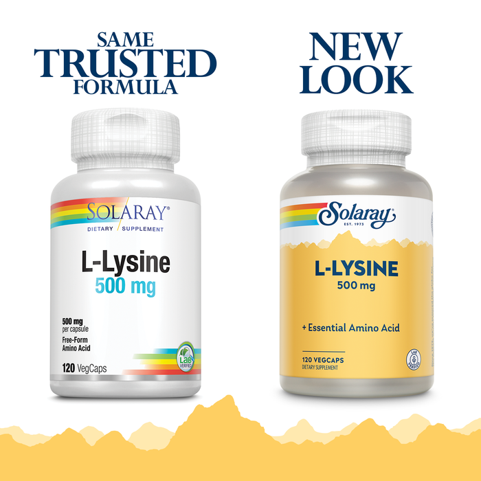 Solaray L-Lysine 500mg | Amino Acid | Healthy Cognitive, Immune System & GI Function, Bones, Joints & Skin Support | 120 VegCaps