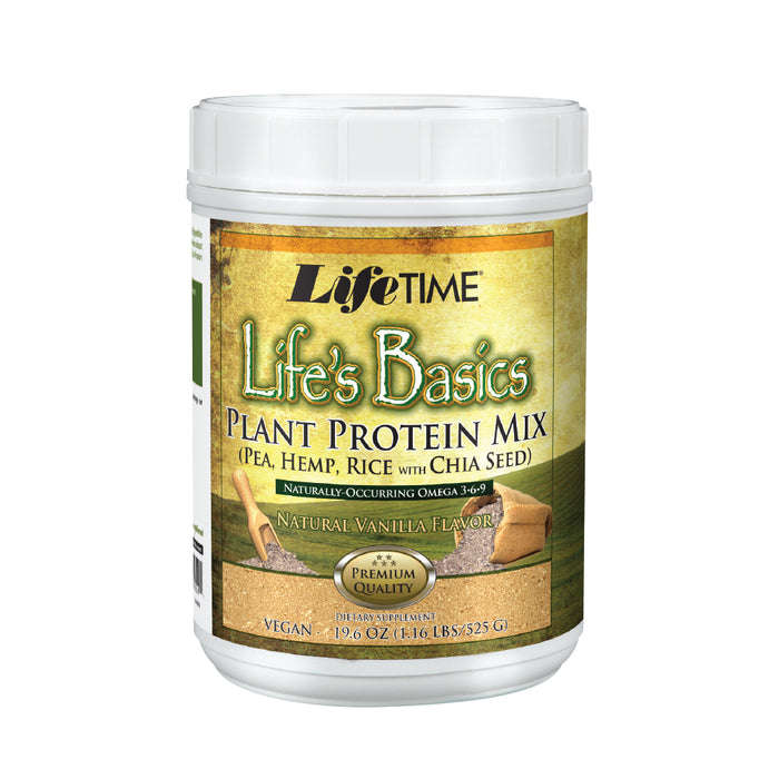 Lifetime Lifes Basics Plant Based Protein Powder | Natural Vanilla, Vegan | Gluten Free, No Artificial Sweeteners,