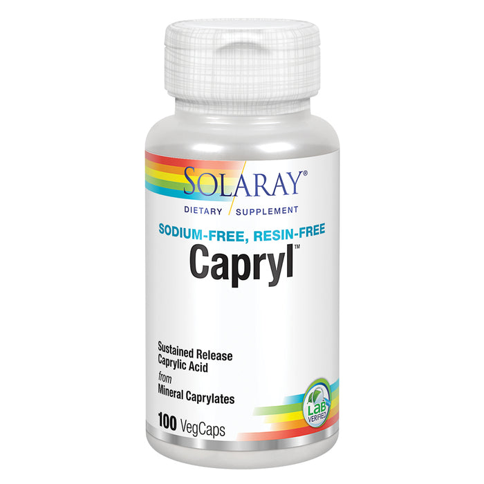 Solaray Capryl | Sustained Release Caprylic Acid | Healthy Gastrointestinal Tract Support | 16 Servings | 100 VegCaps