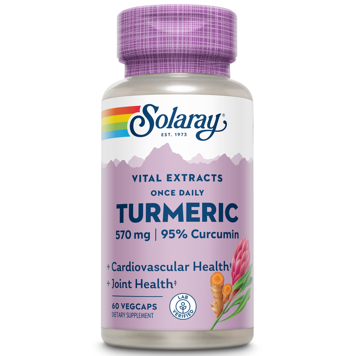 Solaray Turmeric Root Extract 570 mg - Turmeric Curcumin - With 95% Curcumin - Heart Health and Joint Health Support - Lab Verified, 60-Day Money-Back Guarantee (60 CT)