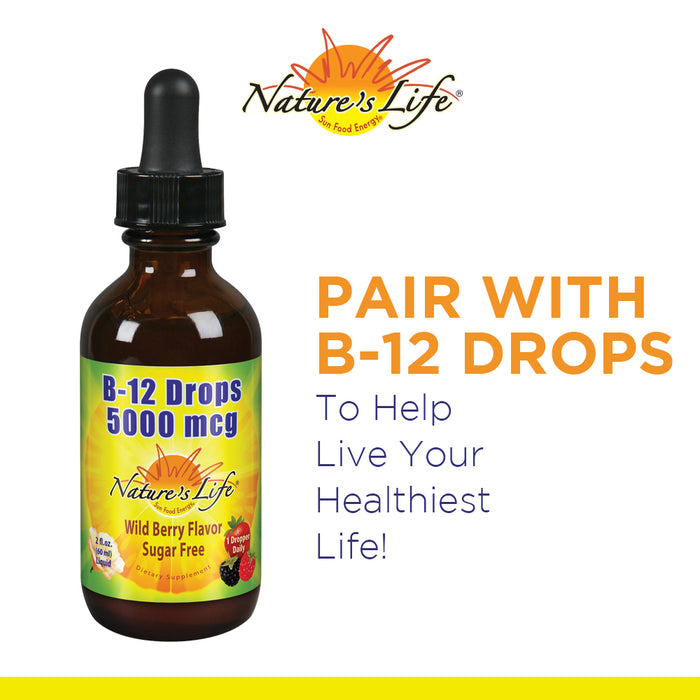 Nature's Life Drop of Sunshine Vitamin D-3 Drops in Organic Extra Virgin Olive Oil & Coconut Oil 5000IU | Supports Strong Bones & Immune System | 2 oz