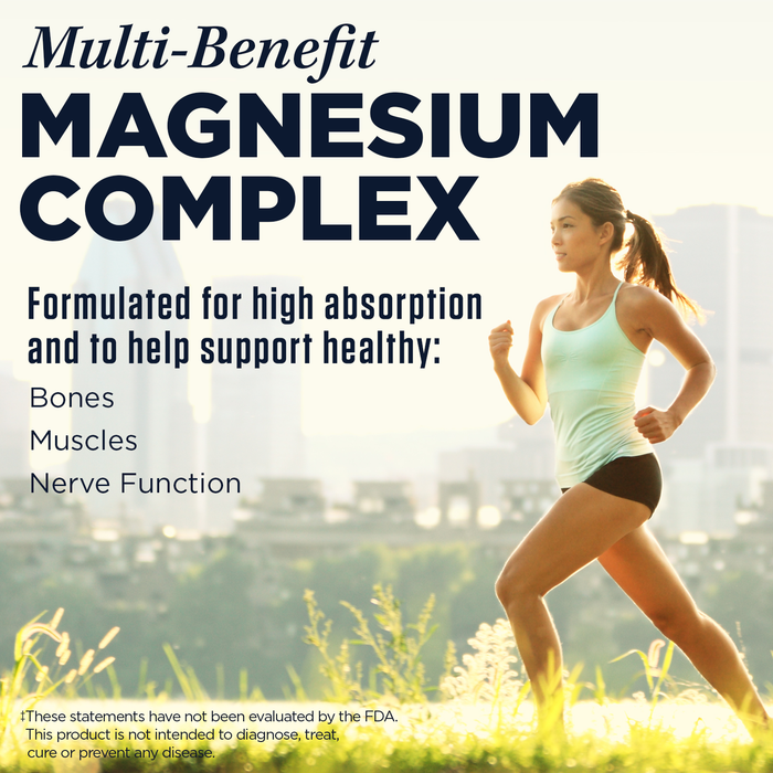 KAL Triple Source Magnesium Complex, Magnesium Citrate, Magnesium Malate, Magnesium Oxide, Sustained Release, Bone, Muscle, Nerve Support, Vegan, Gluten Free, 60-Day Guarantee, 100 Servings, 100 Tabs