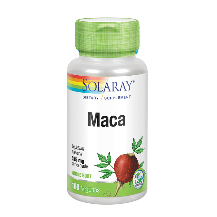 Solaray Maca Root 525mg, Energy & Vitality Support, Non-GMO, Vegan, 100 VegCaps