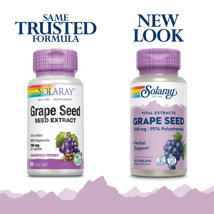 Solaray Grape Seed Extract 200 mg Plus Bioflavonoid Complex | Healthy Cardiovascular & Blood Vessel Support | 60 VegCaps